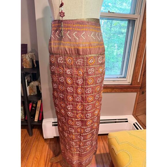 VINTAGE Handmade Indian Sari Style 100% Silk Skirt - Picture 2 of 10
